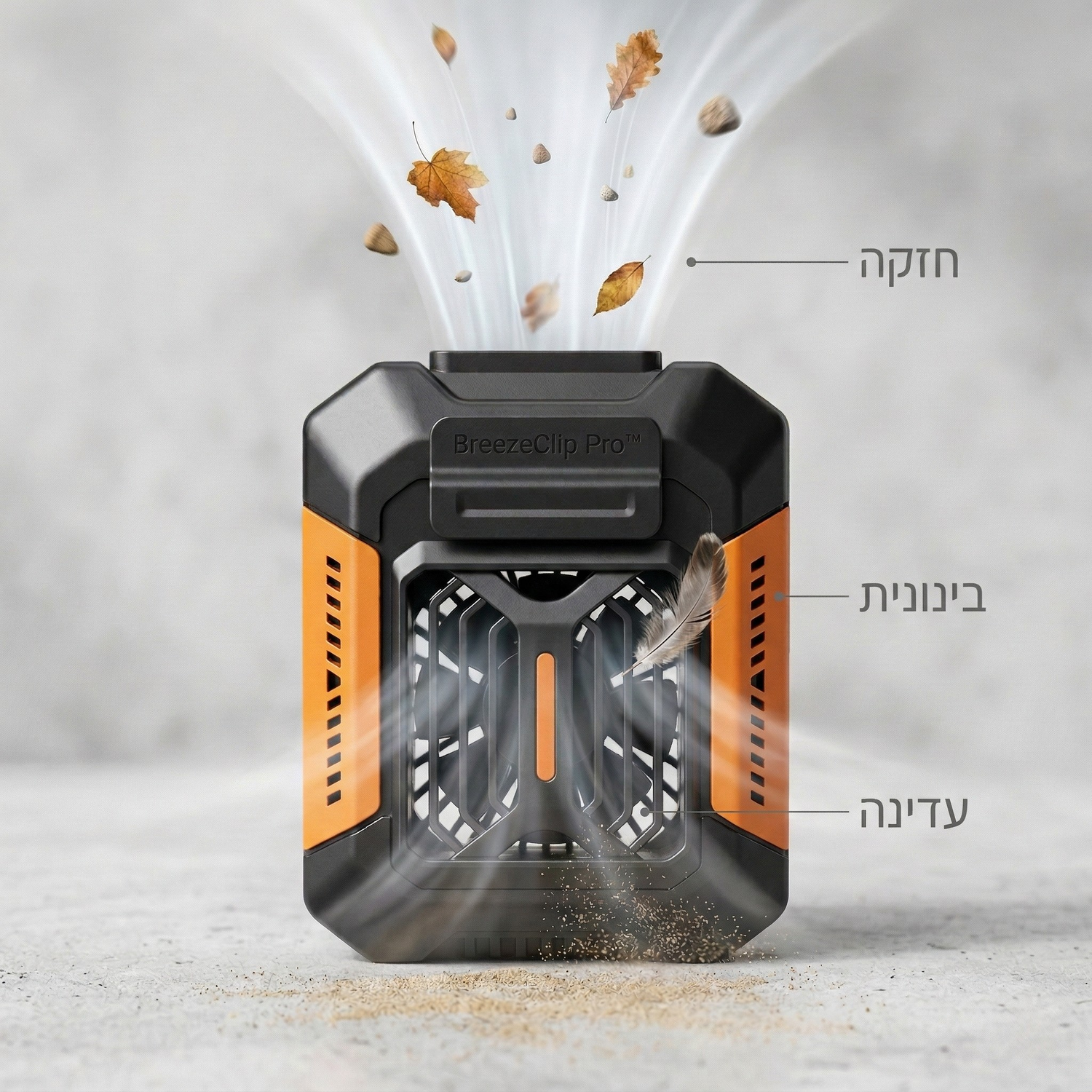 BreezeClip Pro מאוורר נייד אישי עם שלוש עוצמות רוח לקירור חזק, בינוני ועדין בכל מקום