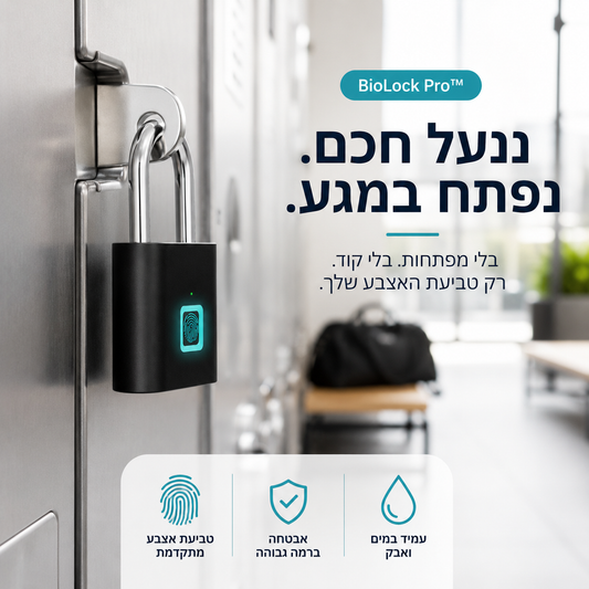 BioLock Pro מנעול חכם בטביעת אצבע ללוקר בחדר כושר, לפתיחה מהירה ללא מפתח ועם עמידות למים ואבק